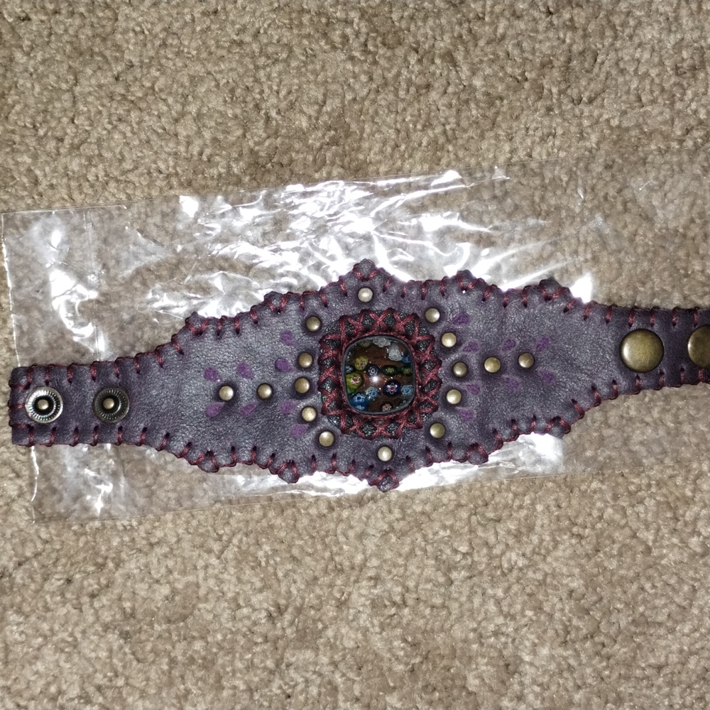 Turkish HandMade Leather Bracelet with Hippie Stone